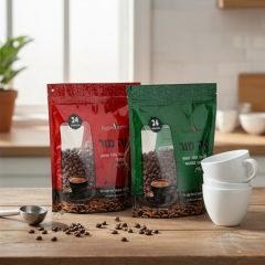 Custom Size Food Pouch Flat Bottom Plastic Stand up Bag with Zipper and Valve for Coffee Beans and Tea Packaging - Foshan Yucai Plastic Packaging Products Co., Ltd.