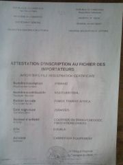 Licence d'exportation certificate from FEMOE TRANSIT AFRICA