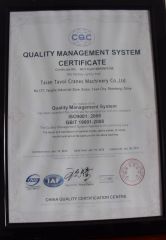 Tavol ISO9001 Certificate certificate from SHANDONG TAVOL MACHINERY CO., LTD.