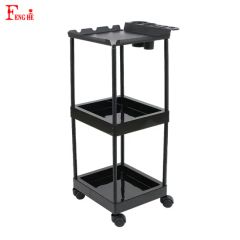 3 Tier Rolling Salon Trolley with Tool Holders – Hairdresser Utility Cart - Image 2