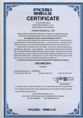 ISO13485 certificate from Andent Dental Co., Ltd.