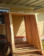 Wooden Frame and windows Size 8x3.5 feet Position Exterior Durability Durable Wood Type Neem Wood Door Thickness 25 mm Material Wood, - Image 4