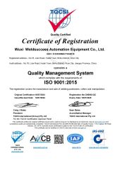 ISO9001 certificate of Wuxi Weldsuccess Automation Equipment Co., Ltd. – certificate photo, supplier certificates section
