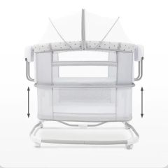 Music Baby Rocker Cradle Rocking Bed Crib with Mosquito Net MOQ 20 Color Beige Swing Fixed Trademark MU Origin China Style - Image 2