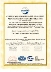 certificate certificate from HANGZHOU TOB ENGINEERING MACHINERY CO., LTD.