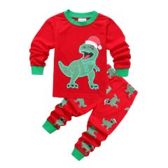 New Long Sleeve Christmas Reindeer Striped Kids Holiday Sleepwear Christmas Pajamas Set - Image 4
