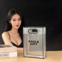 Custom Square Bottom PP Transparent Clothing Gift Tote Bags Promotional Handbag for Packing - Image 5