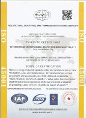 OCCUPATIONAL HEALTH AND SAFETY MANAGEMENT SYSTEM CERTIFICAT certificate of Botou Xintian Environmental Protection Equipment Co., Ltd. – certificate photo, supplier certificates section