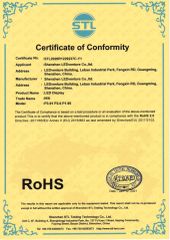 RoHs certificate from Shenzhen LEDventure Co., Ltd.