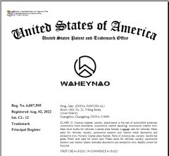 WAHEYNAO certificate of Zhuzhou Anting Tungsten Carbide Tools Co., Ltd – certificate photo, supplier certificates section