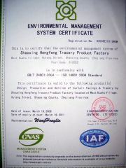 ISO 14001 certificate from SHAOXING KEQIAO HENGFENG CURTAIN FACTORY