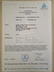 CE GR180 GR215 Motor Grader certificate of Xuzhou Shangheng Engineering Machinery Co., Ltd. – certificate photo, supplier certificates section