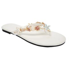 Women Flip Flops Shoes with Starfish/Seashell & Rhinestones Details - Image 2