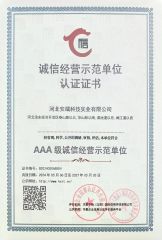 AAA - level Demonstration Unit for Integrity - based Operation certificate from Hebei Anduan Technology Industry Co., Ltd.