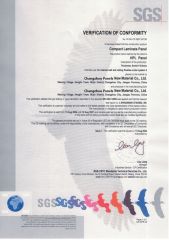 SGS certificate from Changzhou Panels New Materials Co., Ltd.