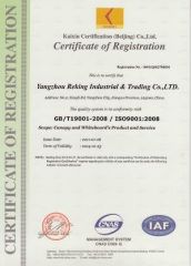 ISO approved certificate from Yangzhou Reking Industrial & Trading Co., Ltd.