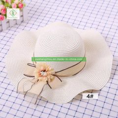 High Quality Fashion Straw Cap Sunscreen Beach Women Hat with Ribbon - Image 1