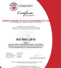 ISO9001 certificate from Ningbo Jiangbei JK Auto Accessories Co., Ltd.