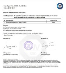 Specific Migration of Heavy Metals certificate of Guangzhou Huaheng Plastic Products Co., Ltd. – certificate photo, supplier certificates section
