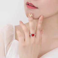 3PCS Love Heart Necklace Earrings Rings Wedding Bridal Matching Crystal Jewelry Set - Image 4