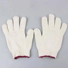Labour White Cotton Knitted Safety Work Gloves Color White Length Medium Origin Shandong Model NO. STY008 Size - Image 2