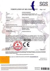 CE(Flux recovery and feed machine) certificate from TANG CHENG INTERNATIONAL TRADE CO., LTD.