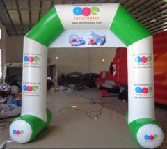 Advertising Full Digital Printing Sealed Inflatable Arch MOQ 1PC Type Arches HS Code 40169500 Color White&Green Design - Image 1