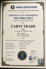 ISO 9001:2015 certificate of Eurl Carys Trade – certificate photo, supplier certificates section