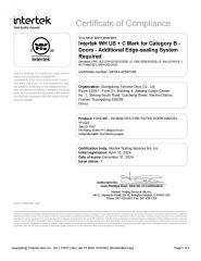 UL certificate from Guangdong Yohome Door Co., Ltd.