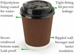 Wholesale Ripple Wall Paper Coffee Cup 8oz with Customized Logo - Image 1