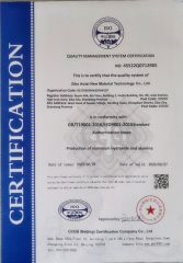ISO9001 certificate from Zibo Aotai New Material Technology Co., Ltd.