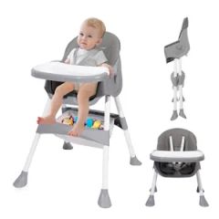 Adjustable Convertible Feeding Baby High Chair Origin China Trademark MU Color Light Gray Model NO. BW25910-6 Care Instructions Hand Wash - Image 1