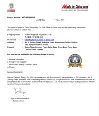 MIC Certificate certificate from Suzhou Flagbank Display Co., Ltd.