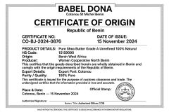 Certificat of Origin certificate from ETS VIGNON & FILS SARL