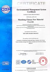 ISO140001 certificate from Shandong Chenxu New Material Co., Ltd.