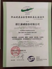 OHSAS18001 certificate of Zhejiang Kangsheng Co., Ltd. – certificate photo, supplier certificates section