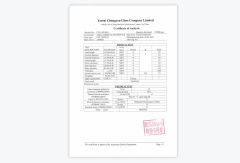 COA certificate certificate from Yantai Changyou Glass Co., Ltd.