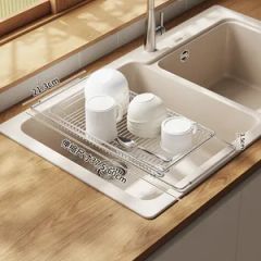 Expandable Dish Drainers Stainless Steel Drying Rack Space-Saving Kitchen Dish Drainers - Image 2