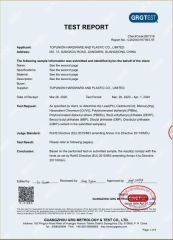 ROHS TEST REPORT certificate from TOPUNION HARDWARE AND PLASTIC CO., LIMITED