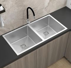 Double Bowl Sink Stainless Steel Kitchen Sinks Brand Nirali Design Modern Surface Polished Shape Rectangular Sink Type Double Bowl - Image 1