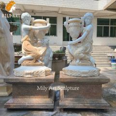 Detailed Carving Large Outdoor Marble Figure Planters for Sale - Image 2