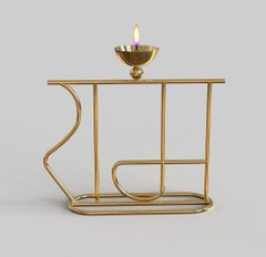 Golden Polished Metal Ram Diya Design Ram Color Golden Material Iron Weight 100gram Finish Polished Item Code ASD-0041 Size 1.50x5.25x4.75 - Image 1