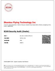 SCAN certificate from Shantou Flying Technology Inc.
