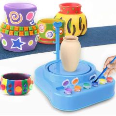 Whoesale Creative Home Activities Electric Pottery Machine Workshop Educational Toys Do Arts Pottery Studio Dry Clay Crafts Kids Pottery Wheel Toy - Image 6