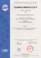 Occupational Health and safety Management System Certificate 2 certificate from Shandong Junyuan New Materials Co., Ltd.