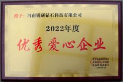 Excellent caring enterprise certificate from Henan Ruiyan Diamond Technology Co., Ltd