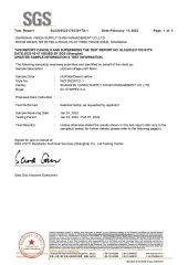 SGS Certification certificate from JIANGSU ULTRA SAFE NEW MATERIAL CO.,LTD.