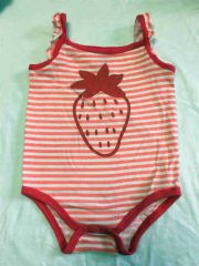 Yard Dye Strips 100% Cotton Jesery Girl Bodysuit Strawberry Chest Print - KANGLIDA GARMENT CO., LTD. NANPING FUJIAN