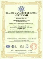 ISO9001 certificate from Shandong HUAYU Vehicle Co., Ltd.