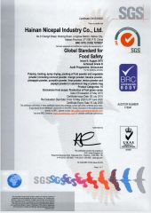BRC CERTIFICATE certificate from Hainan Nicepal Industry Co., Ltd.